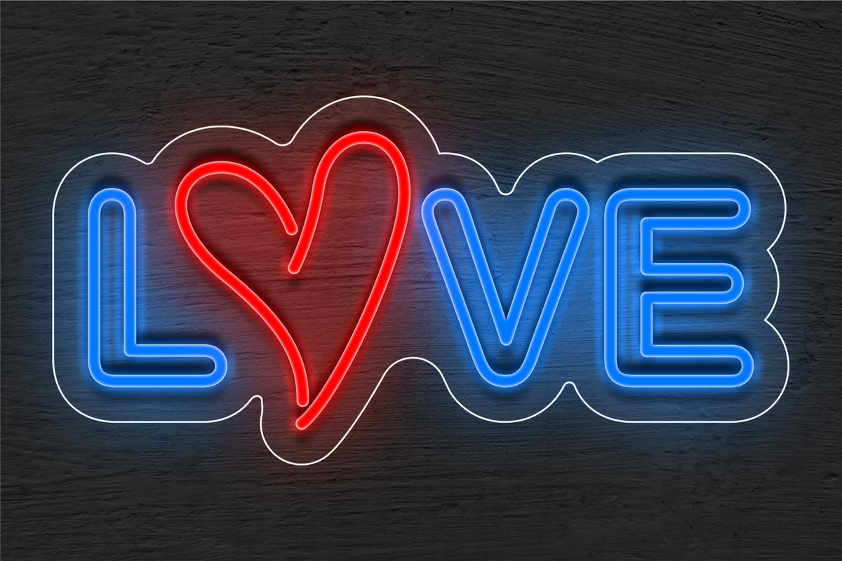 Double stroke &quot;&#39;Love&quot; with heart LED Neon Sign