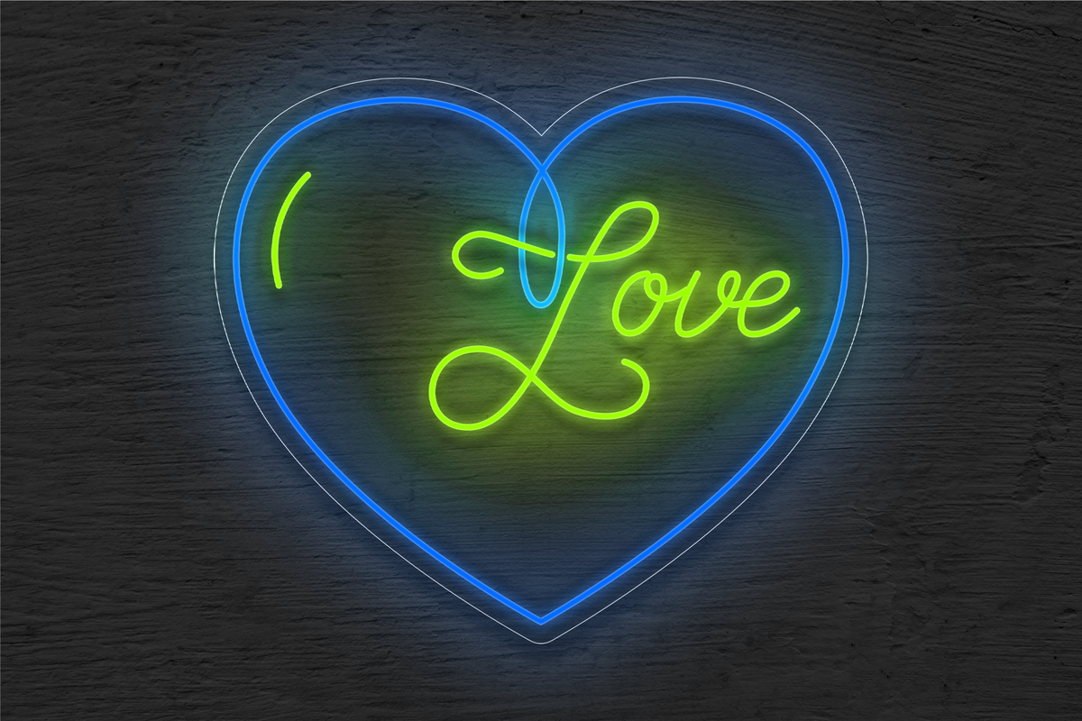 &quot;Love&quot; with Heart Border LED Neon Sign