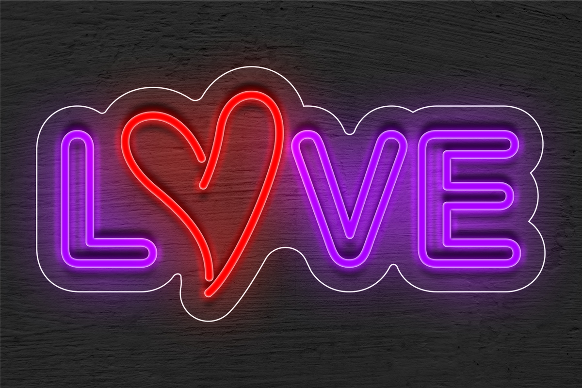 Double stroke &quot;&#39;Love&quot; with heart LED Neon Sign