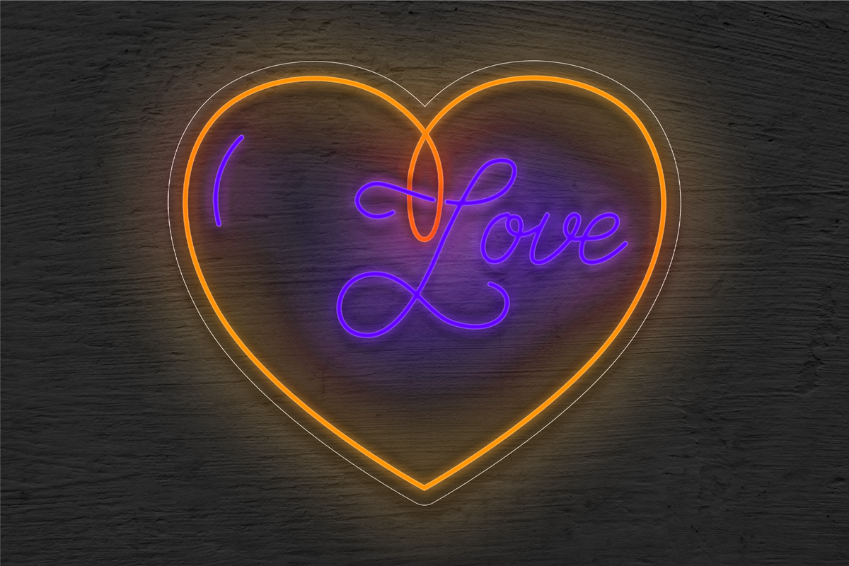 &quot;Love&quot; with Heart Border LED Neon Sign