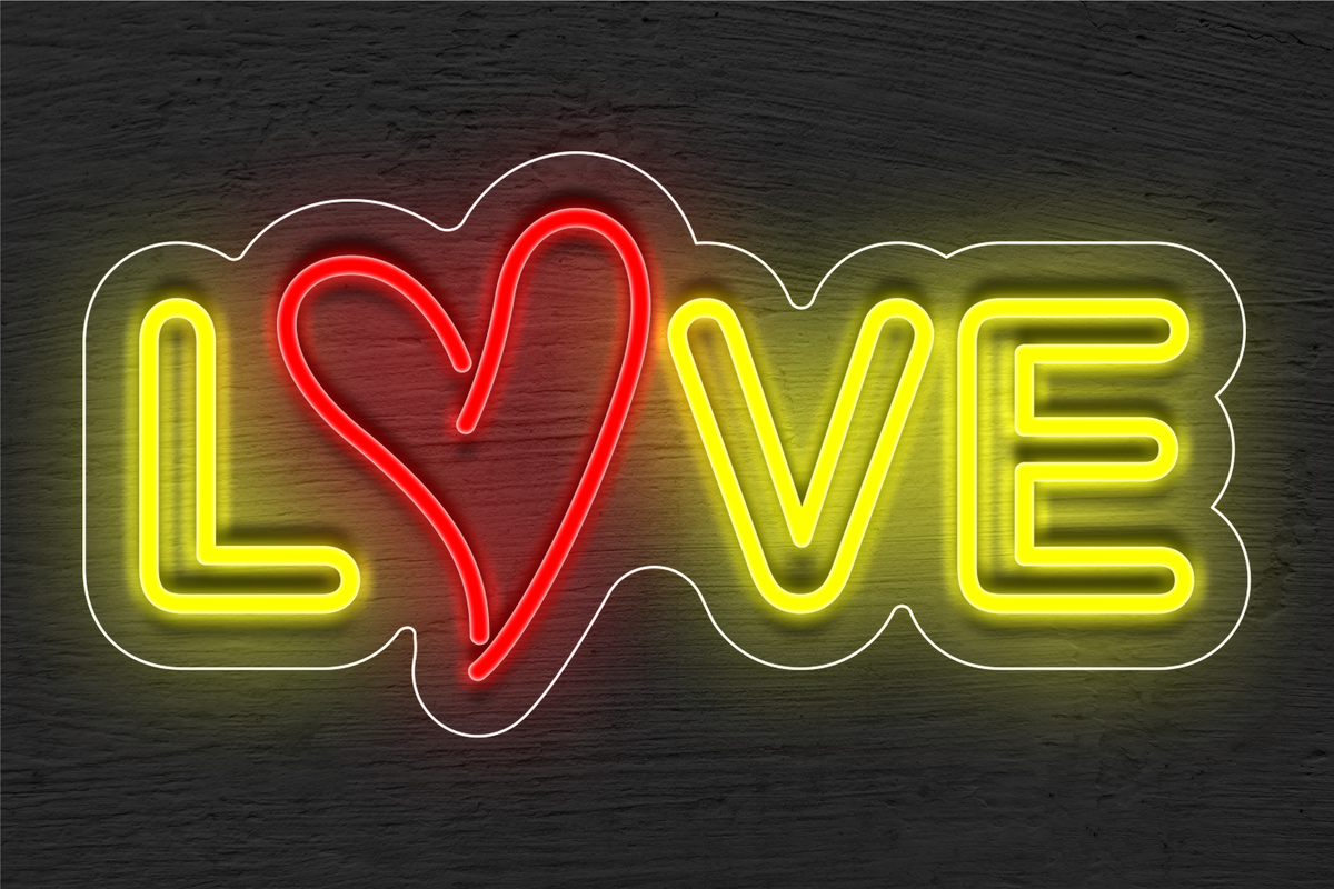 Double stroke &quot;&#39;Love&quot; with heart LED Neon Sign