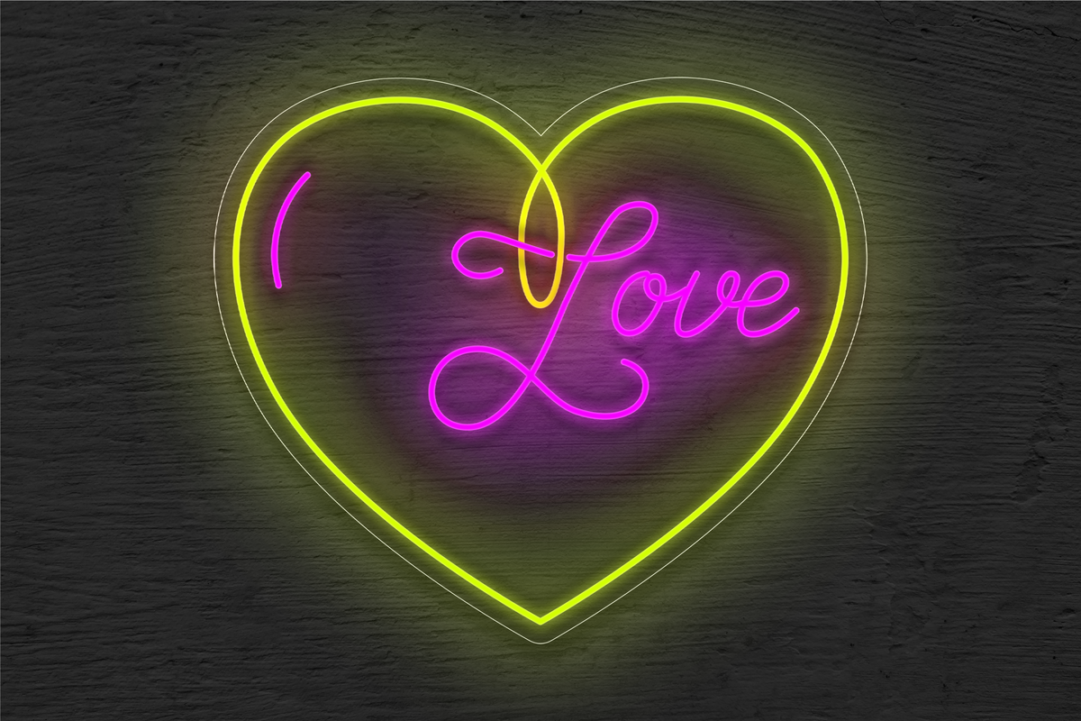 &quot;Love&quot; with Heart Border LED Neon Sign