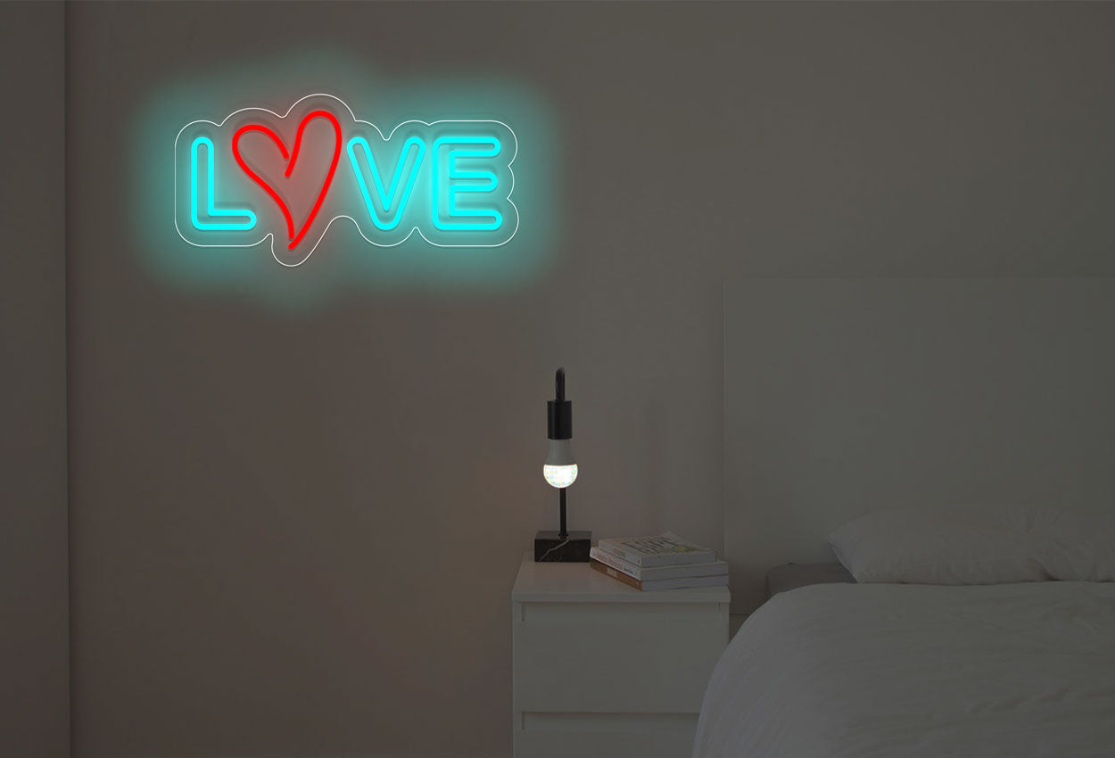 Double stroke Love with heart LED Neon Sign
