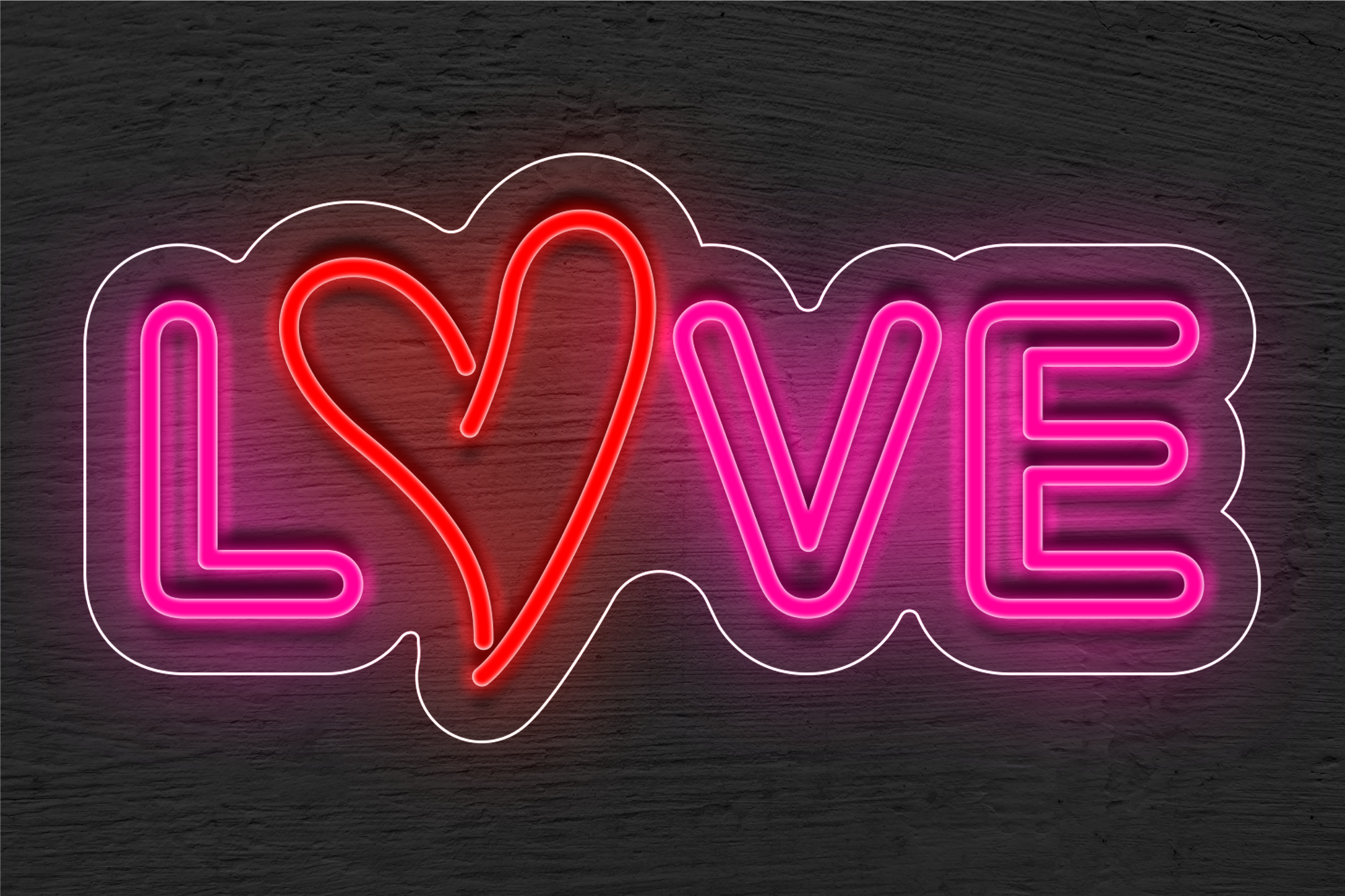 Double stroke "'Love" with heart LED Neon Sign