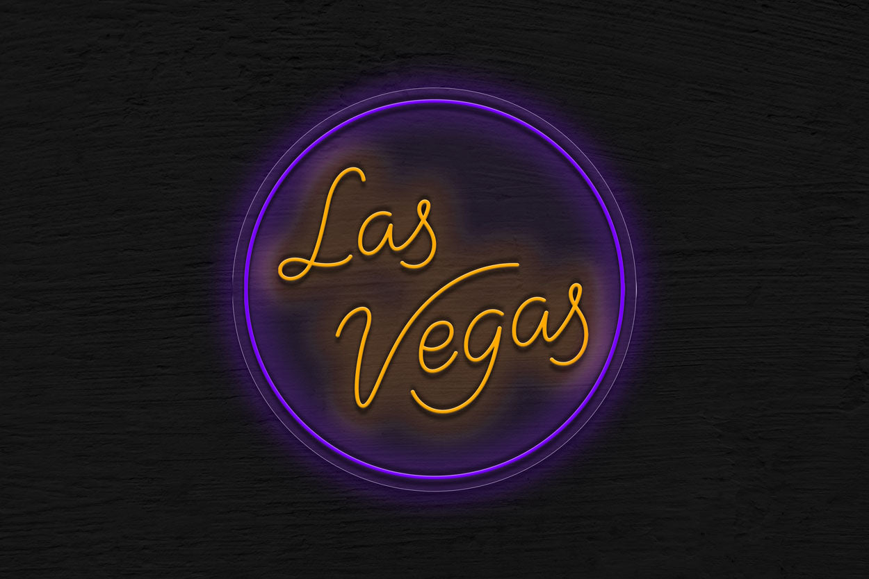 Las Vigas With Circle Border LED Neon Sign