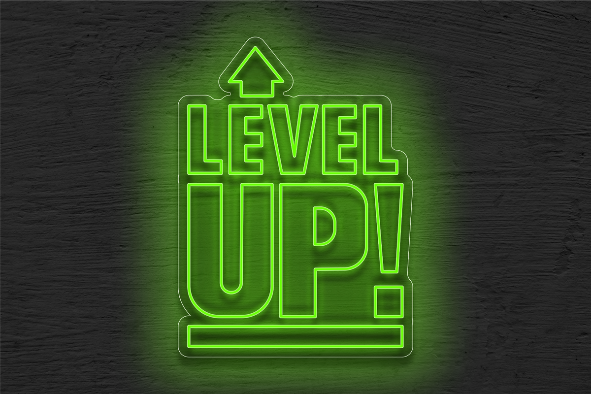 Double Stroke &quot;Level UP!&quot; with Arrow on Top LED Neon Sign