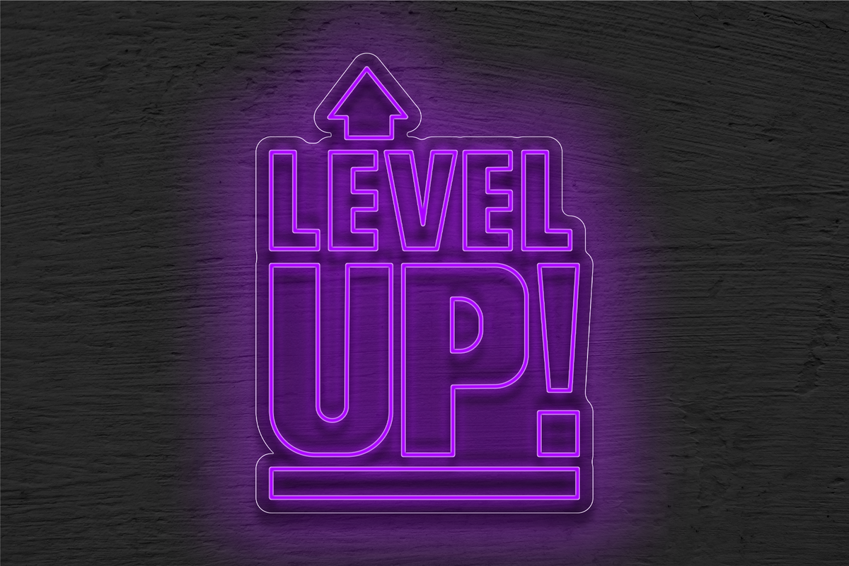 Double Stroke &quot;Level UP!&quot; with Arrow on Top LED Neon Sign