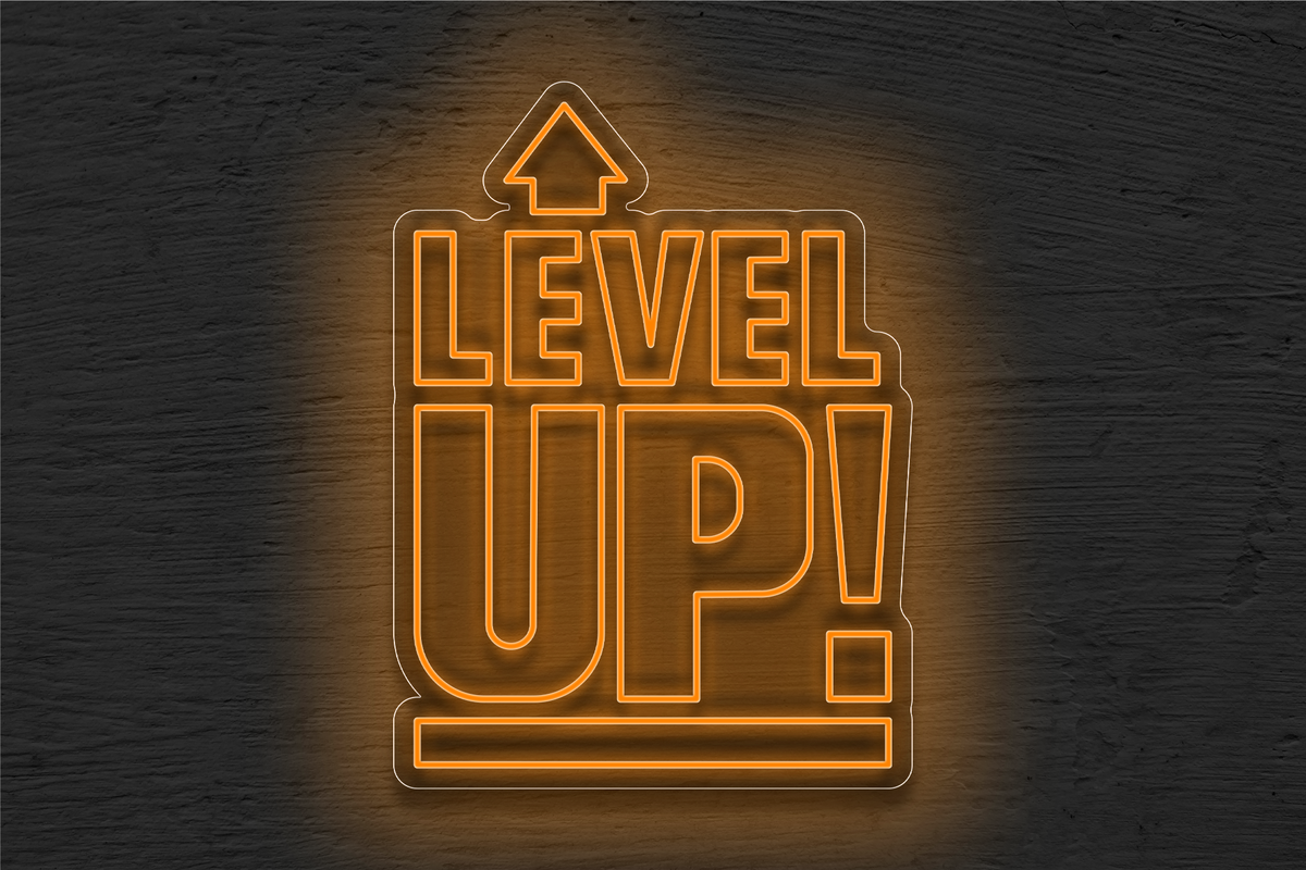 Double Stroke &quot;Level UP!&quot; with Arrow on Top LED Neon Sign