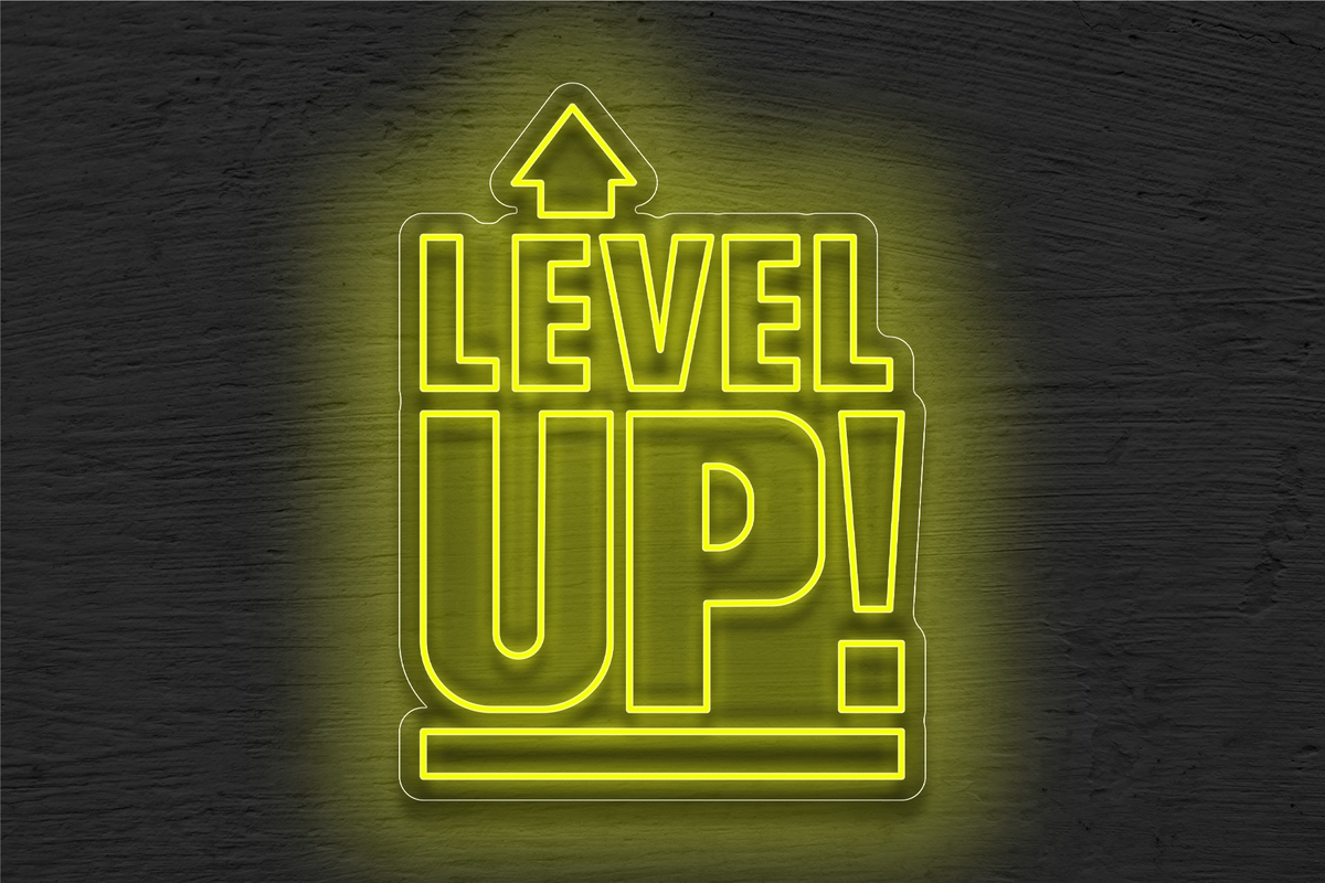 Double Stroke &quot;Level UP!&quot; with Arrow on Top LED Neon Sign