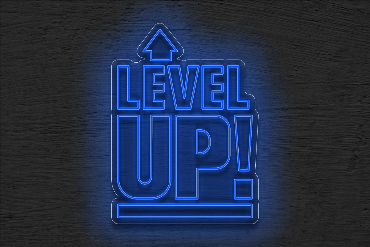 Double Stroke &quot;Level UP!&quot; with Arrow on Top LED Neon Sign