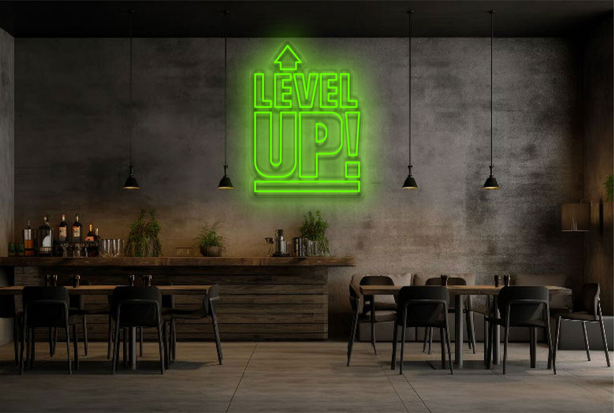 Double Stroke &quot;Level UP!&quot; with Arrow on Top LED Neon Sign