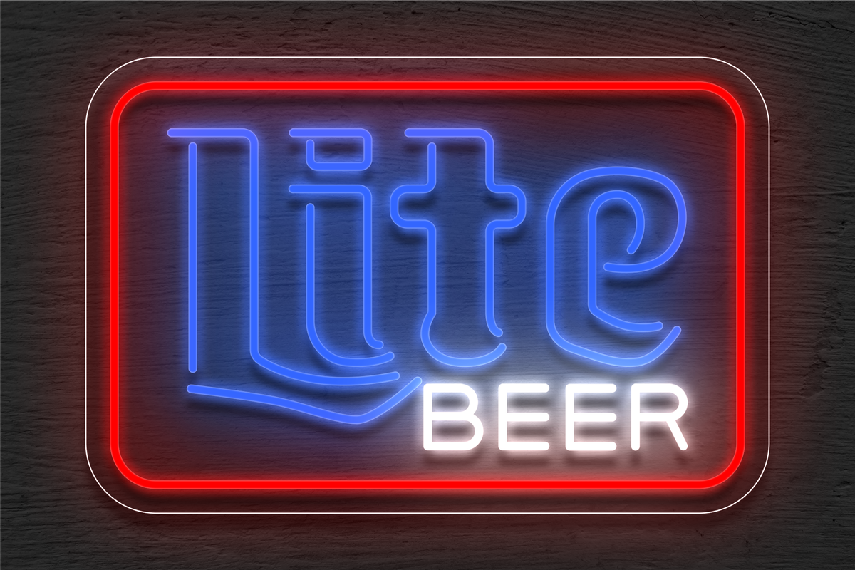 &quot;Lite BEER&quot; with Border LED Neon Sign
