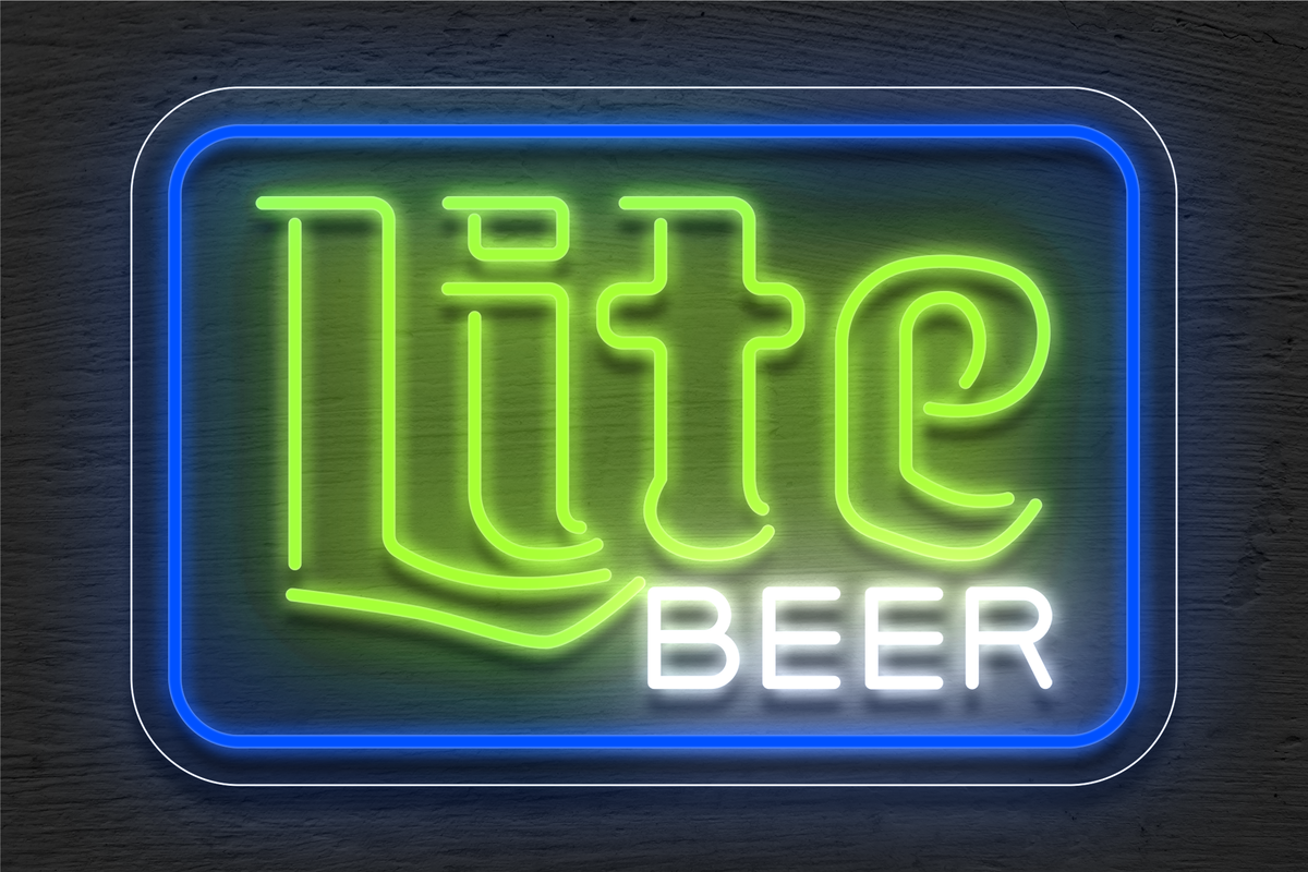 &quot;Lite BEER&quot; with Border LED Neon Sign