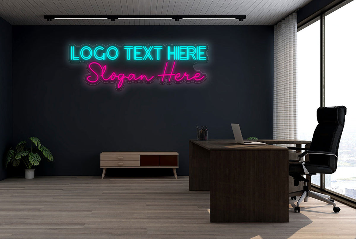 Logo Text Here Slogan Here LED Neon Sign