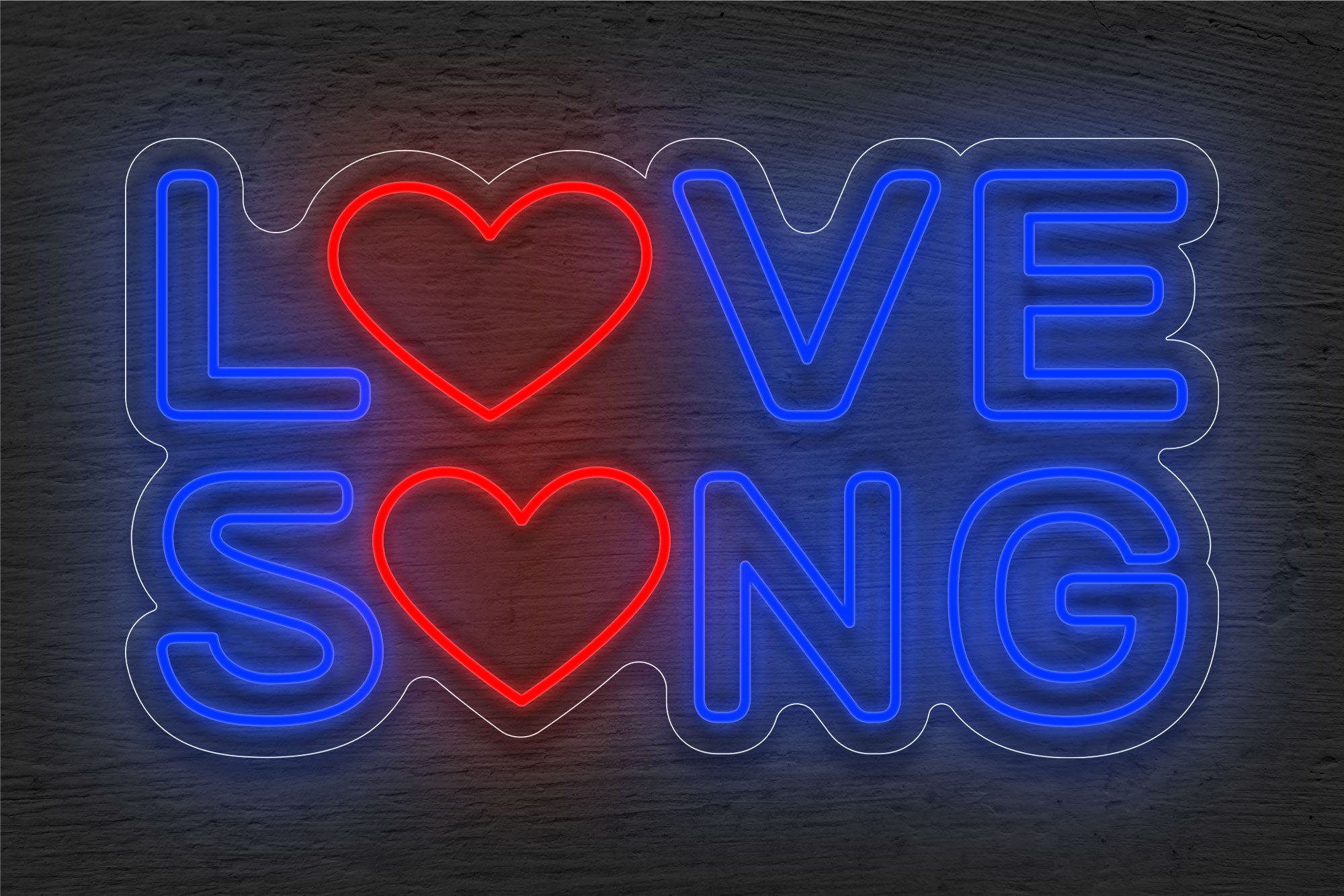 Outline Letters &amp;quot;Love Song&amp;quot; with Hearts LED Neon Sign | Best Buy Neon Signs