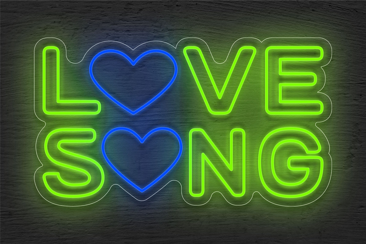 Outline Letters &quot;Love Song&quot; with Hearts  LED Neon Sign