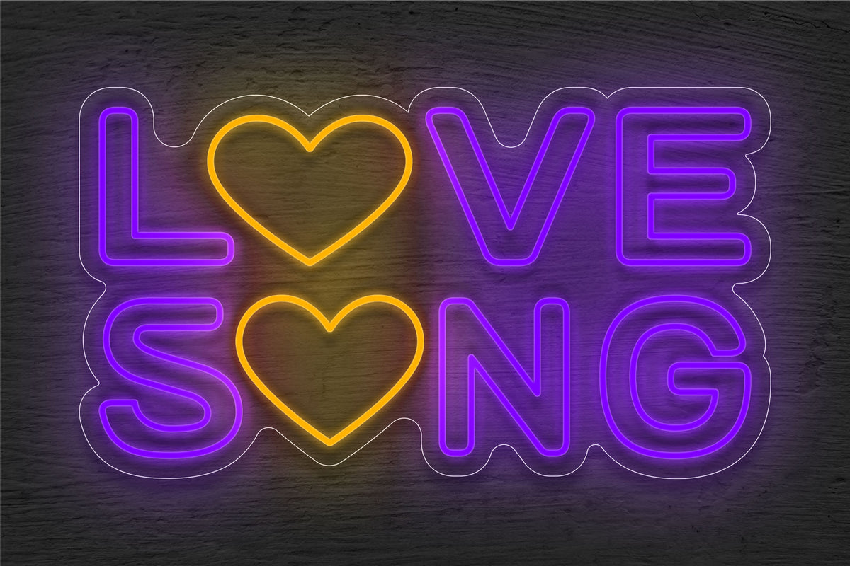 Outline Letters &quot;Love Song&quot; with Hearts  LED Neon Sign