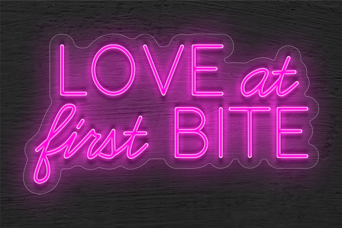 &quot;LOVE at first BITE&quot; LED Neon Sign