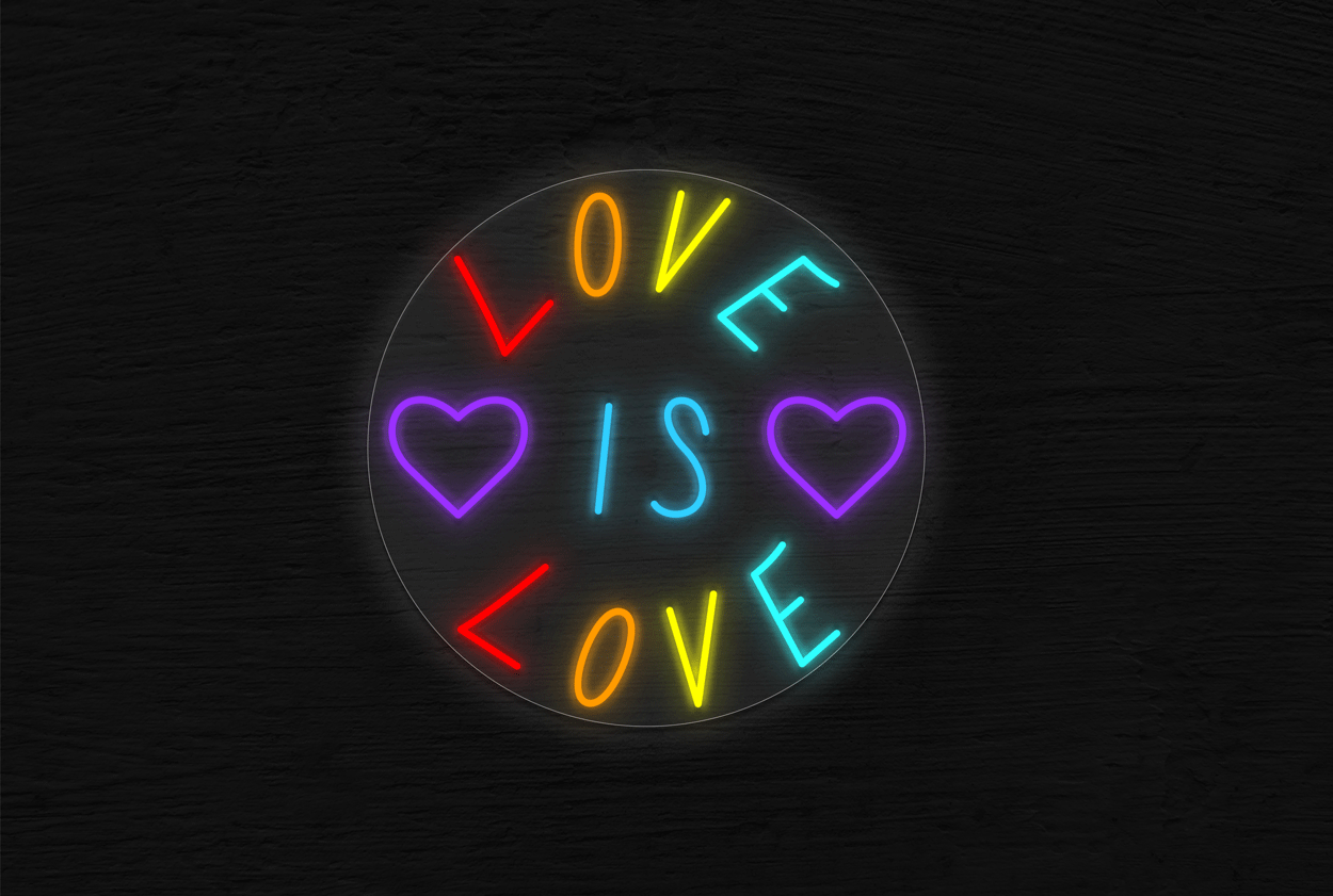 Love is Love with 2 Hearts LED Neon Sign