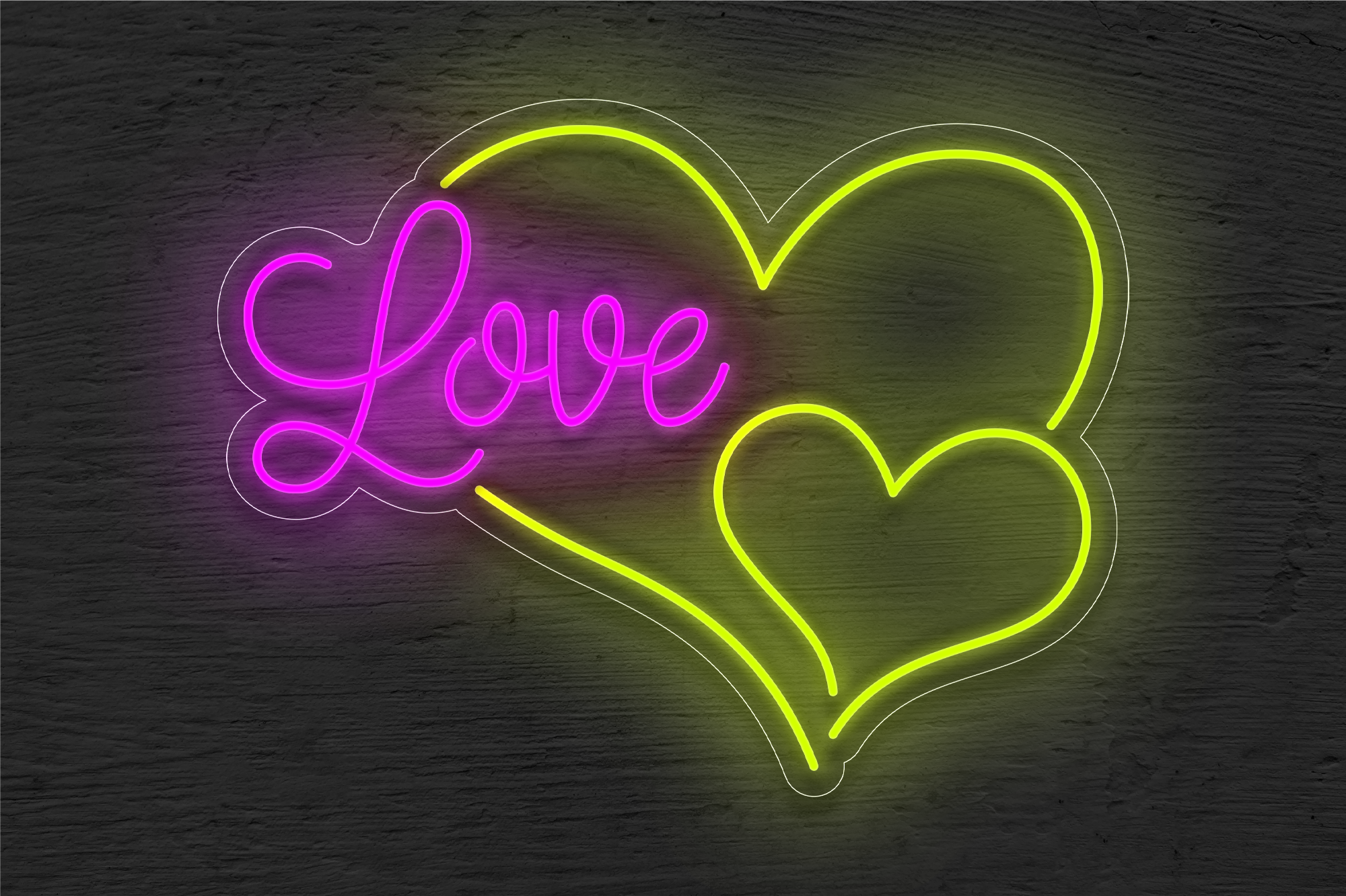 Love with 2 Hearts LED Neon Sign | Love Neon
