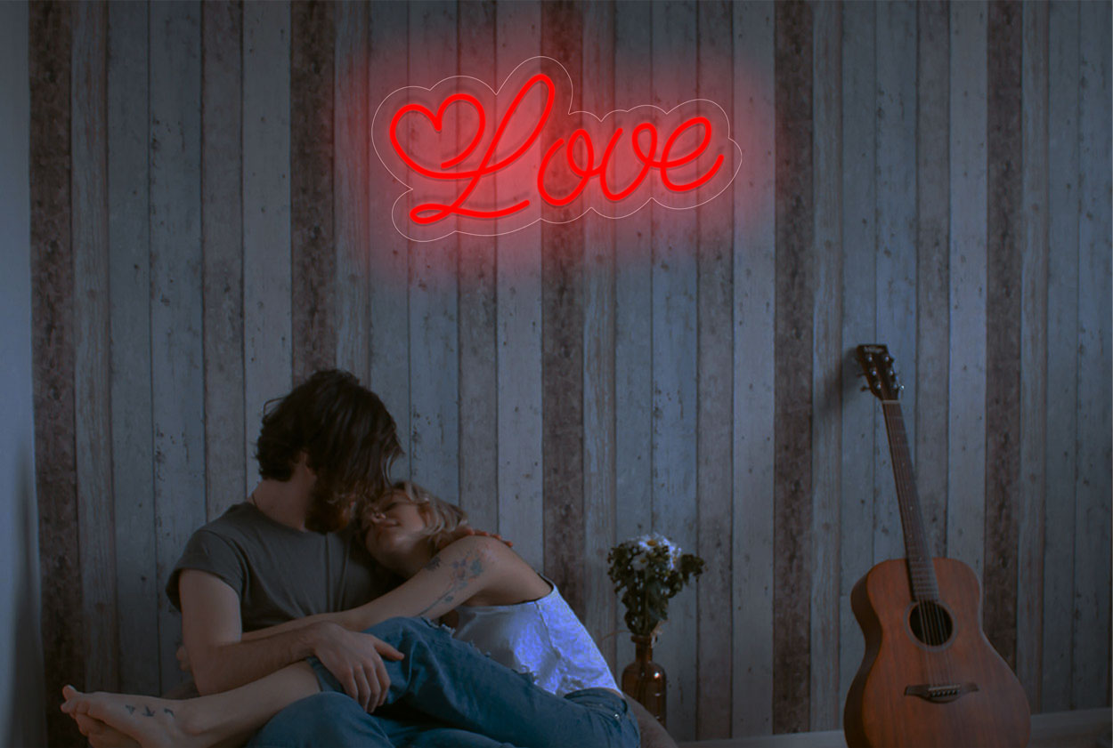 "Love" and heart LED Neon Sign