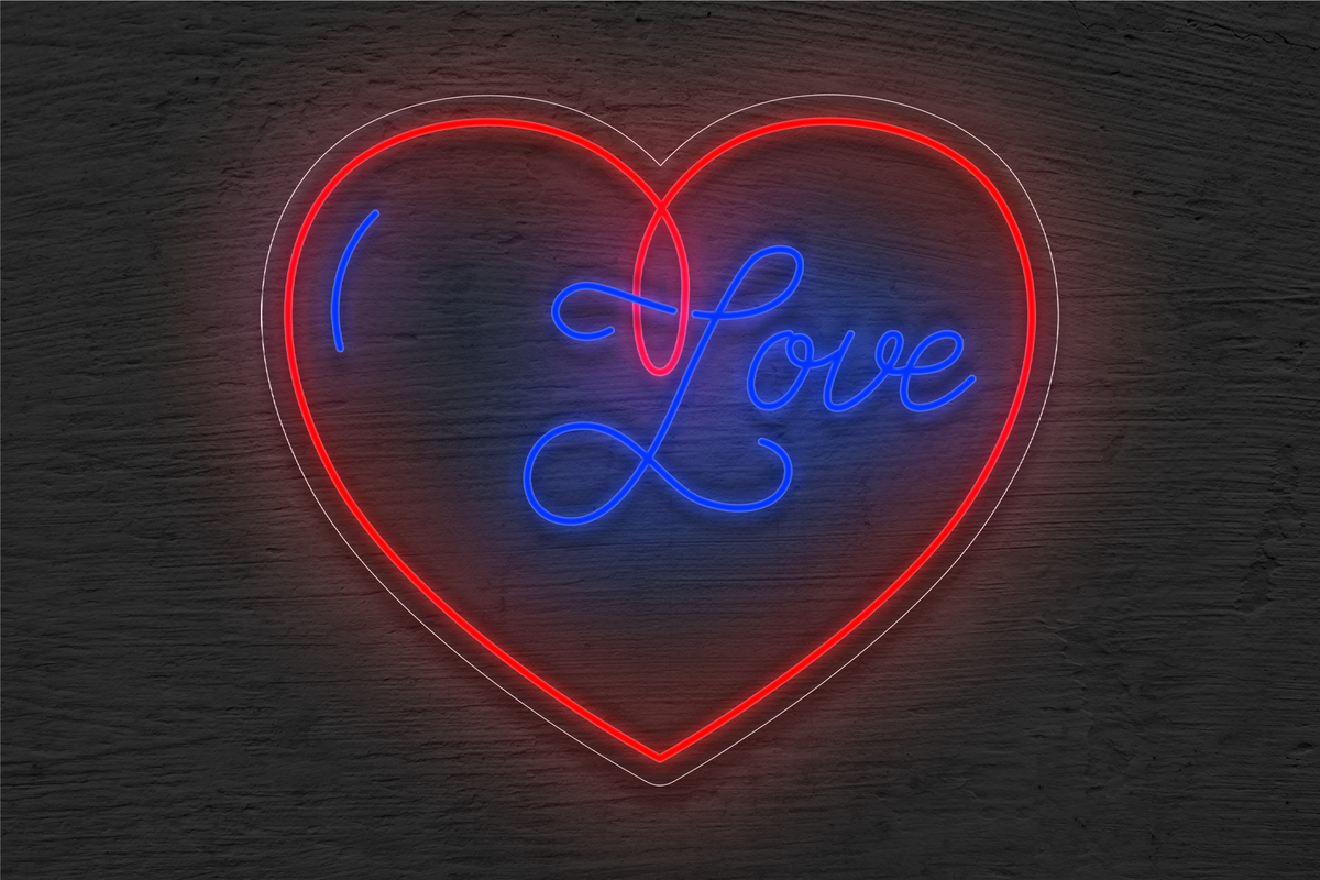 &quot;Love&quot; with Heart Border LED Neon Sign