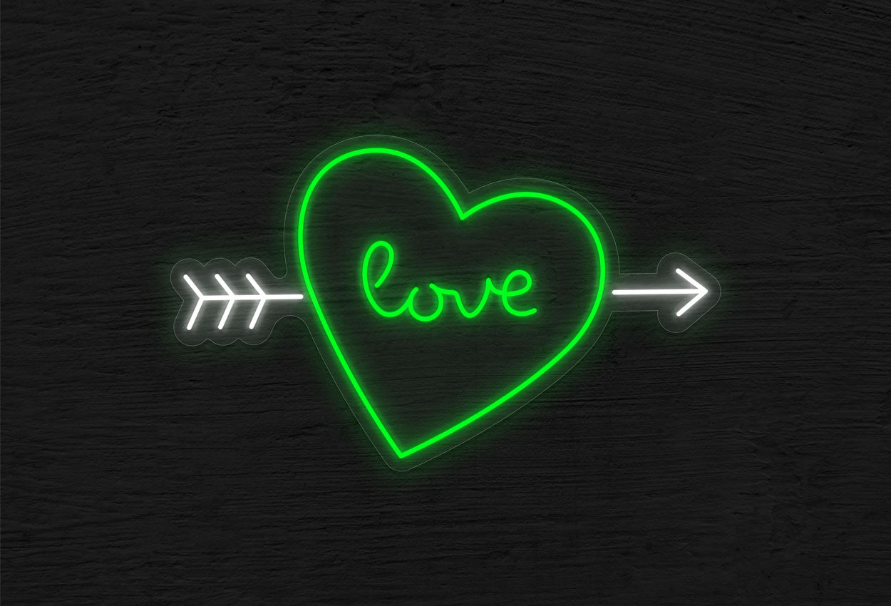 "Love" Inside Arrowed Heart LED Neon Sign