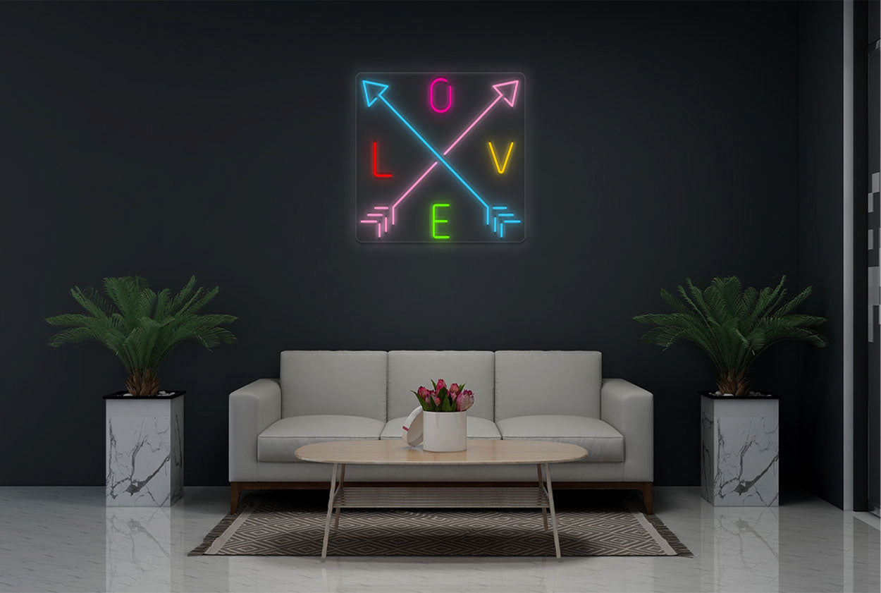 Colorful "LOVE" with 2 Arrows LED Neon Sign