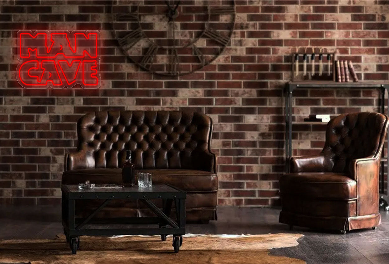 Man Cave in outlined text LED Neon Sign