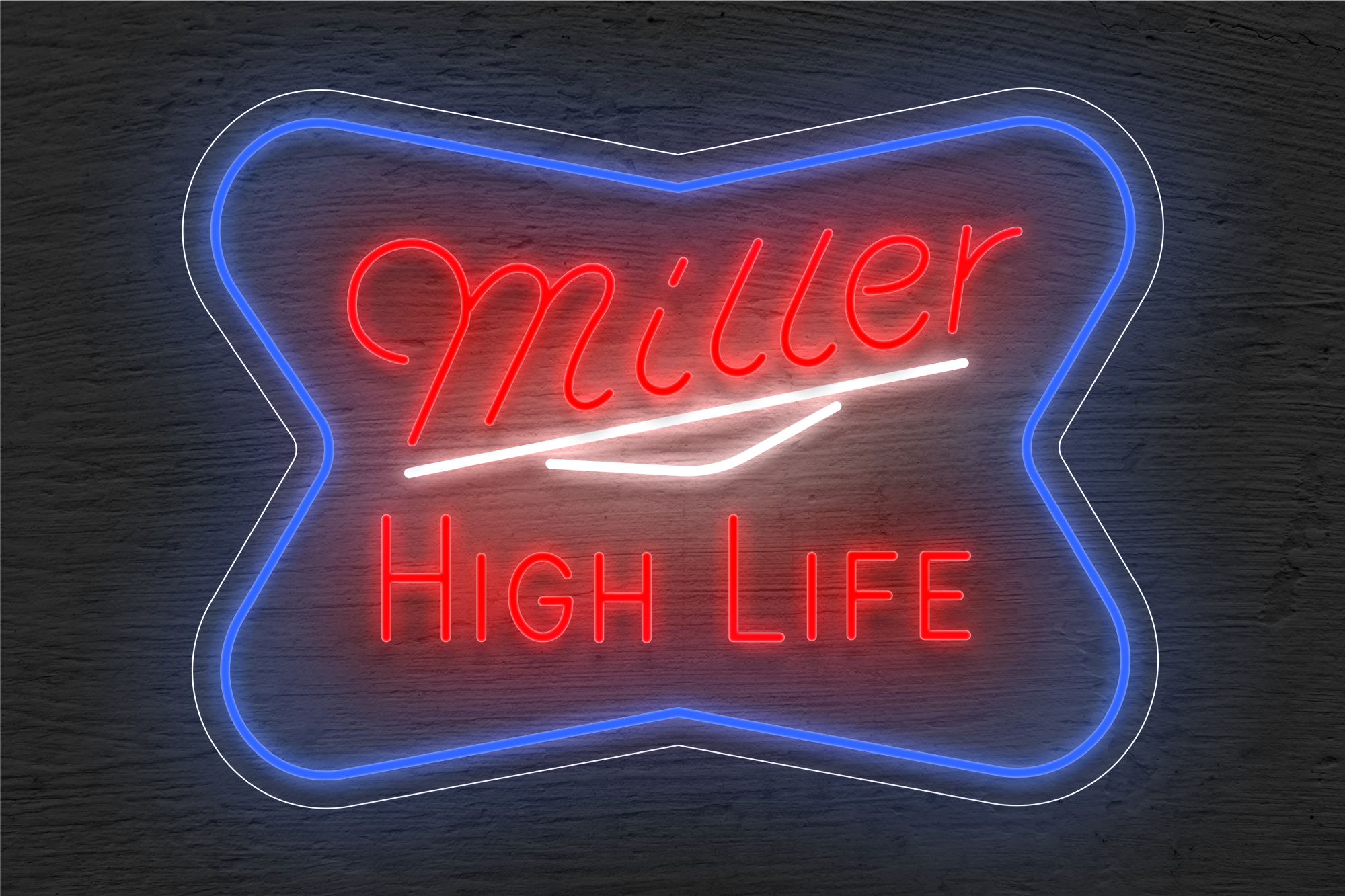 "Miller High Life" with Blue Border LED Neon Sign