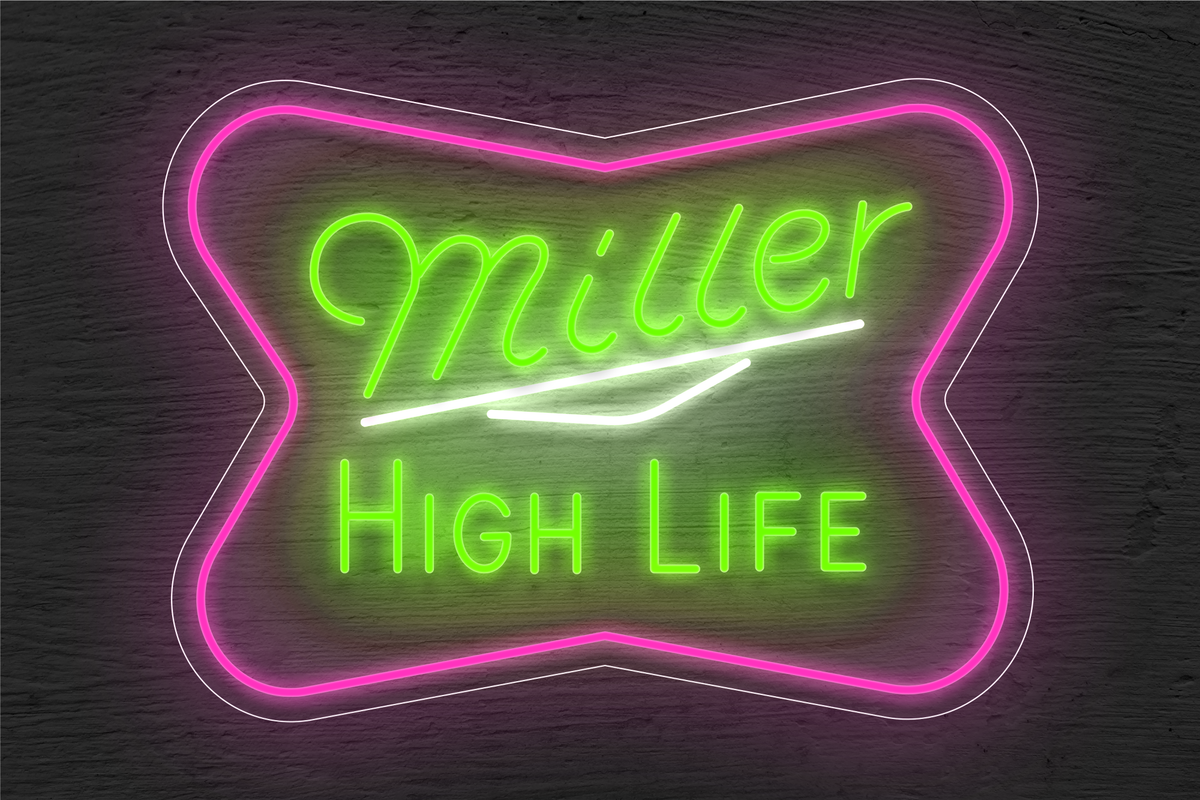&quot;Miller High Life&quot; with Blue Border LED Neon Sign