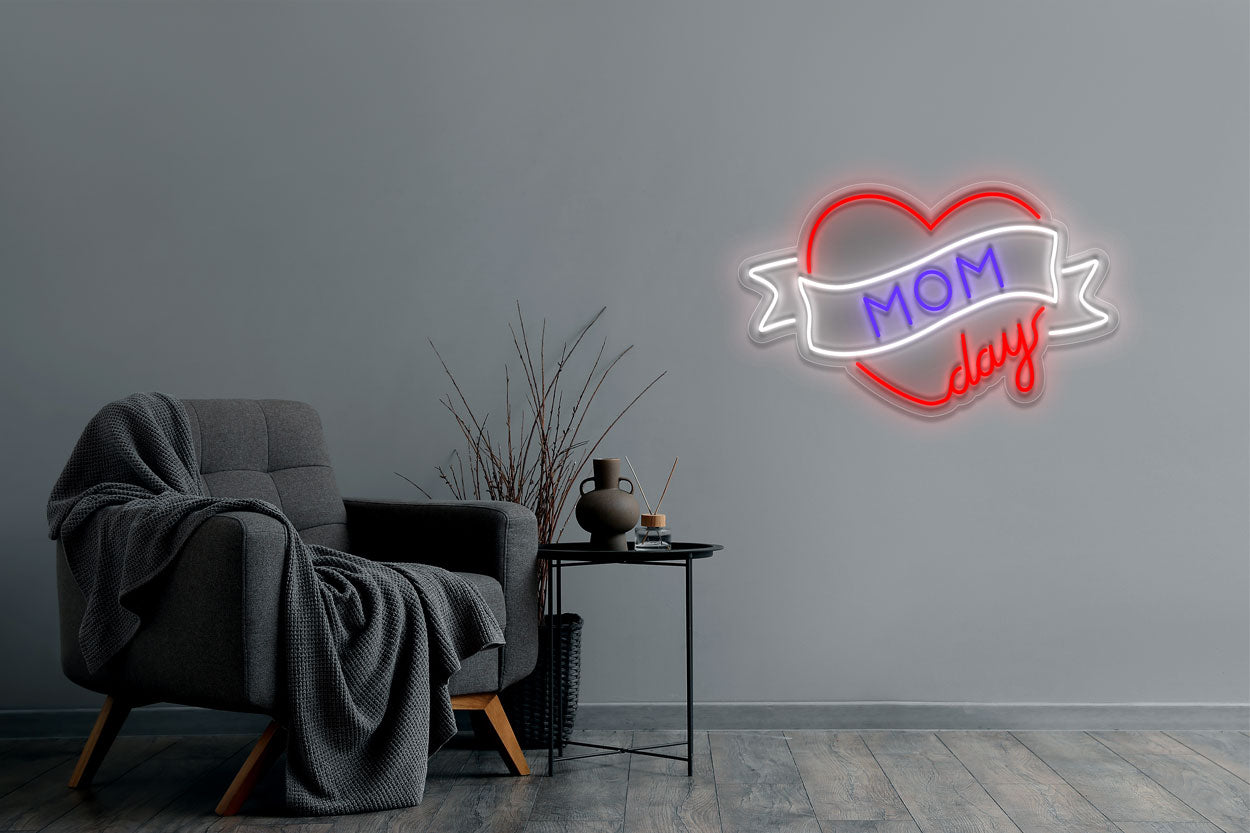 Mom Day with a Heart LED Neon Sign | Love Neon