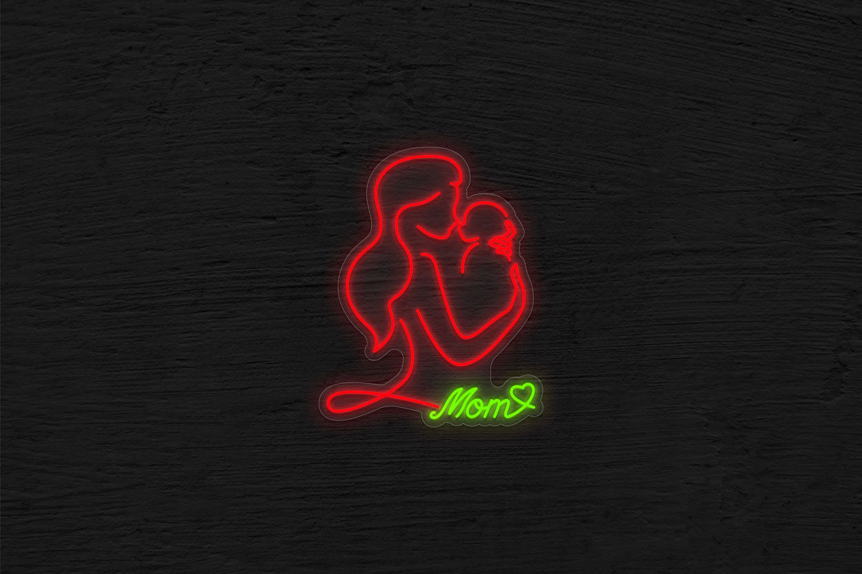 Mom Holding a Baby LED Neon Sign