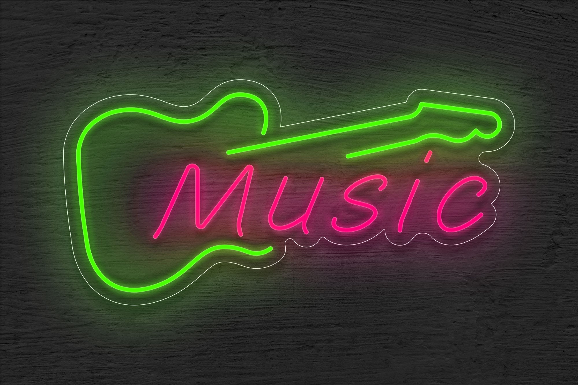 Guitar and "Music" LED Neon Sign