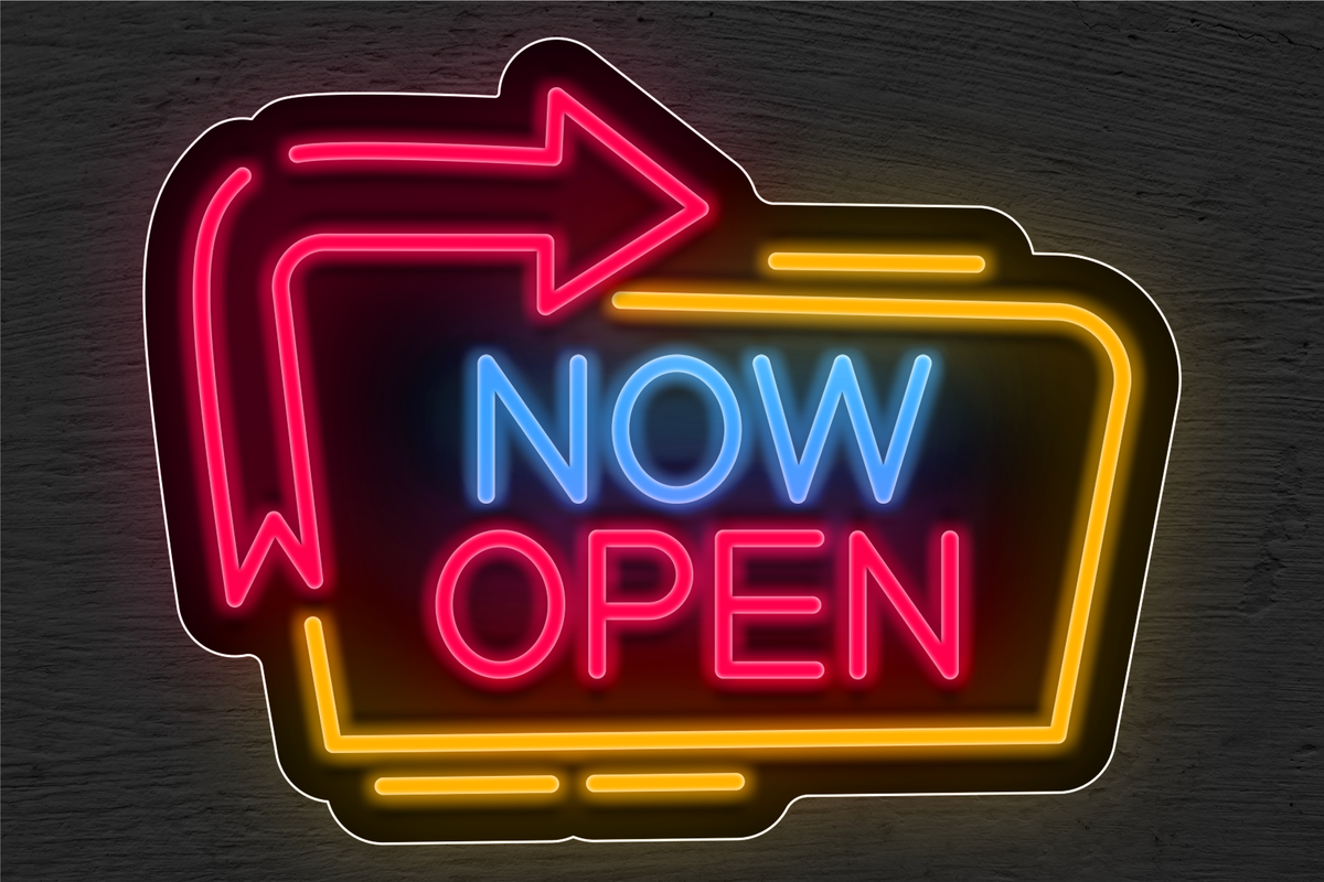 Multi-color &quot;NOW OPEN&quot; with Arrow LED Neon Sign