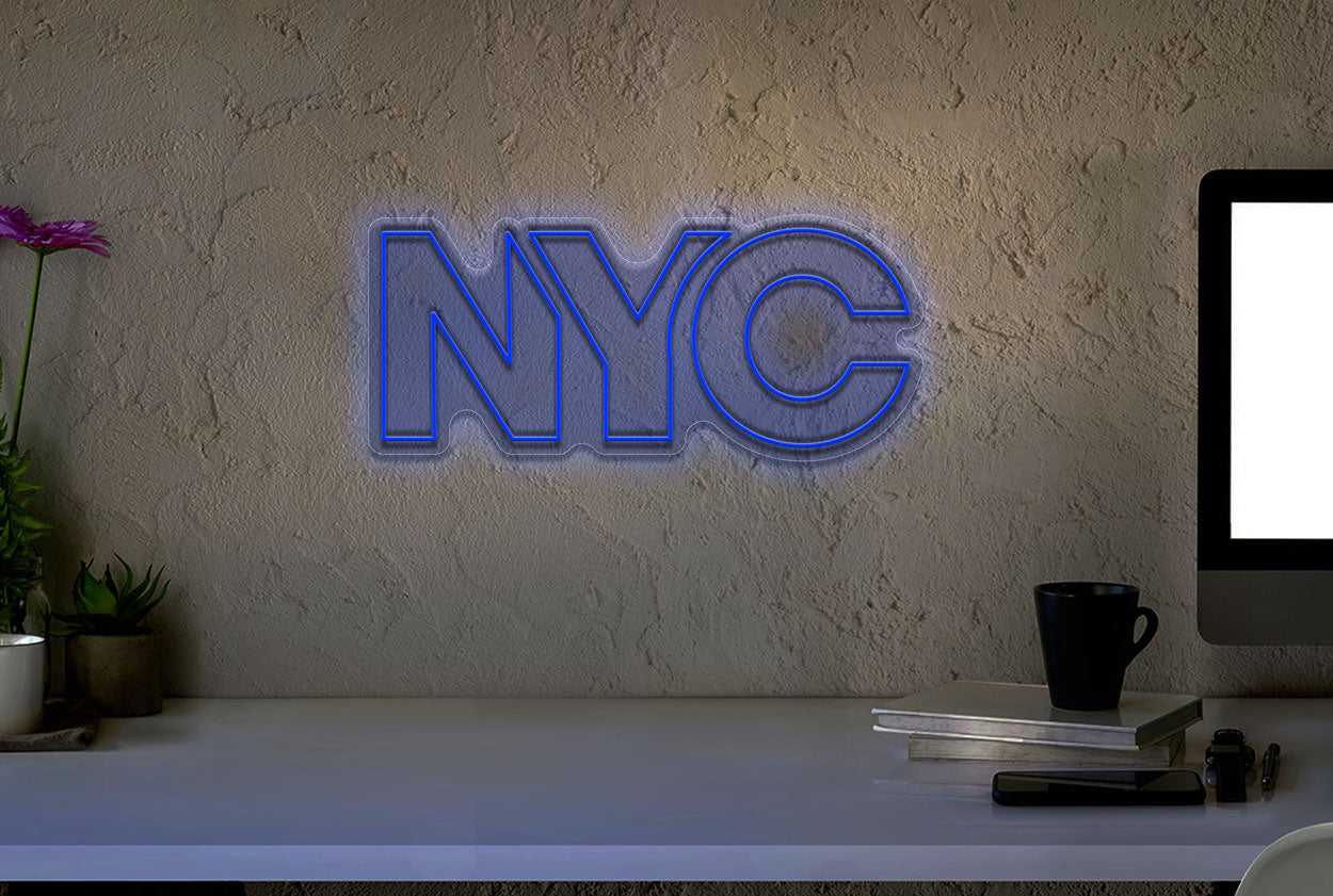 NYC Double-Stroke Block Letters LED Neon Sign