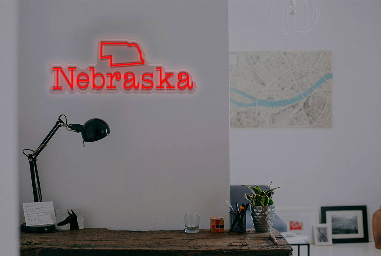 Map "Nebraska" LED Neon Sign