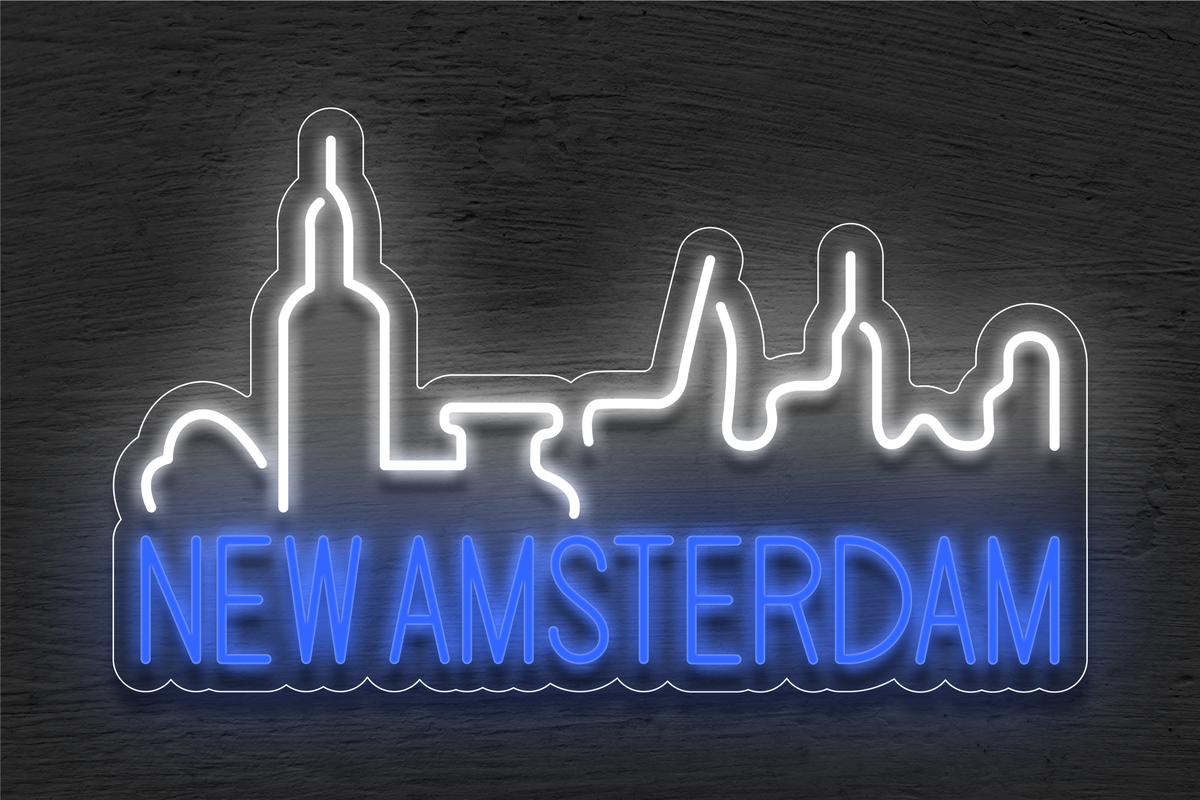 New Amsterdam with Building Silhouette LED Neon Sign