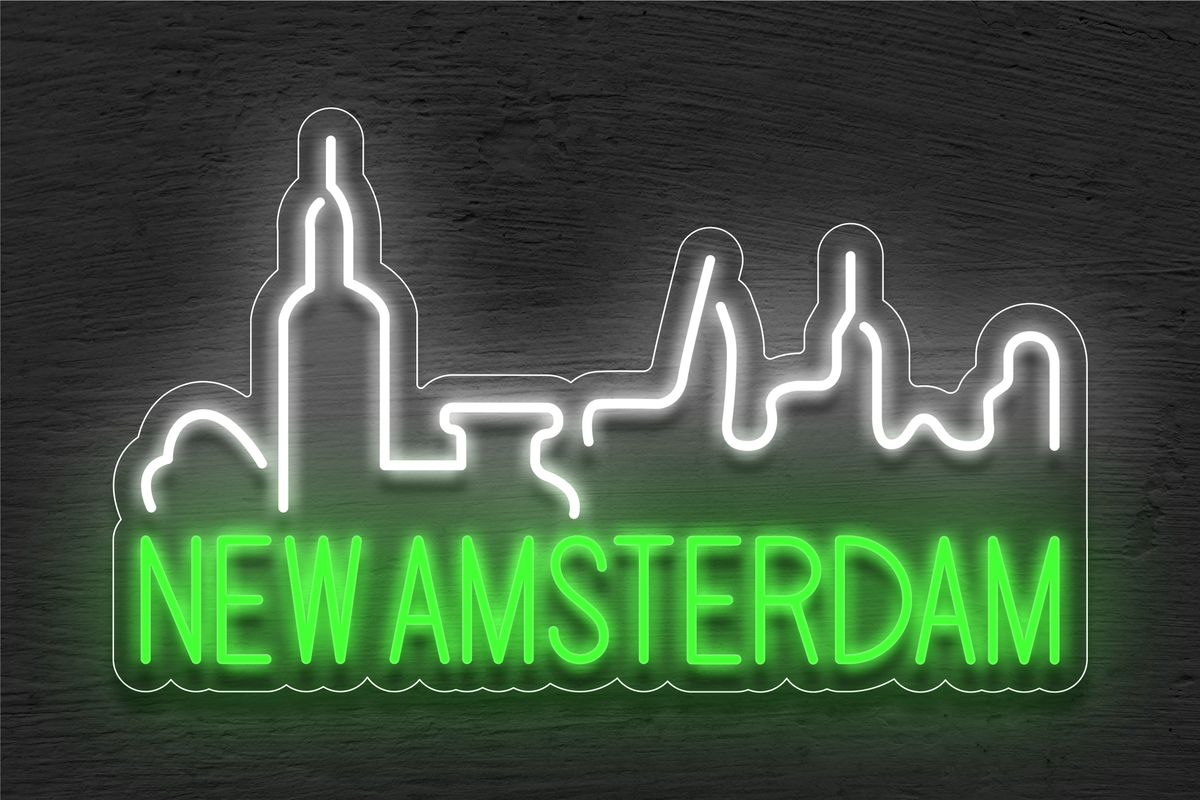 New Amsterdam with Building Silhouette LED Neon Sign