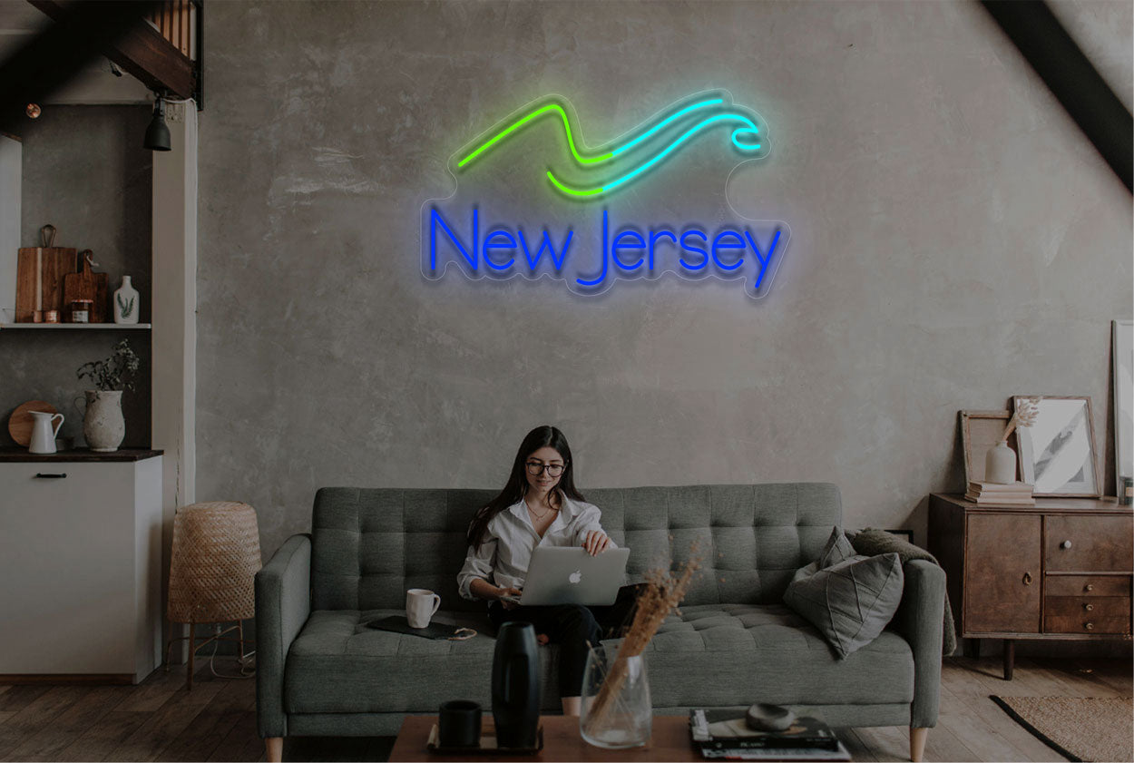 New Jersey with Logo LED Neon Sign