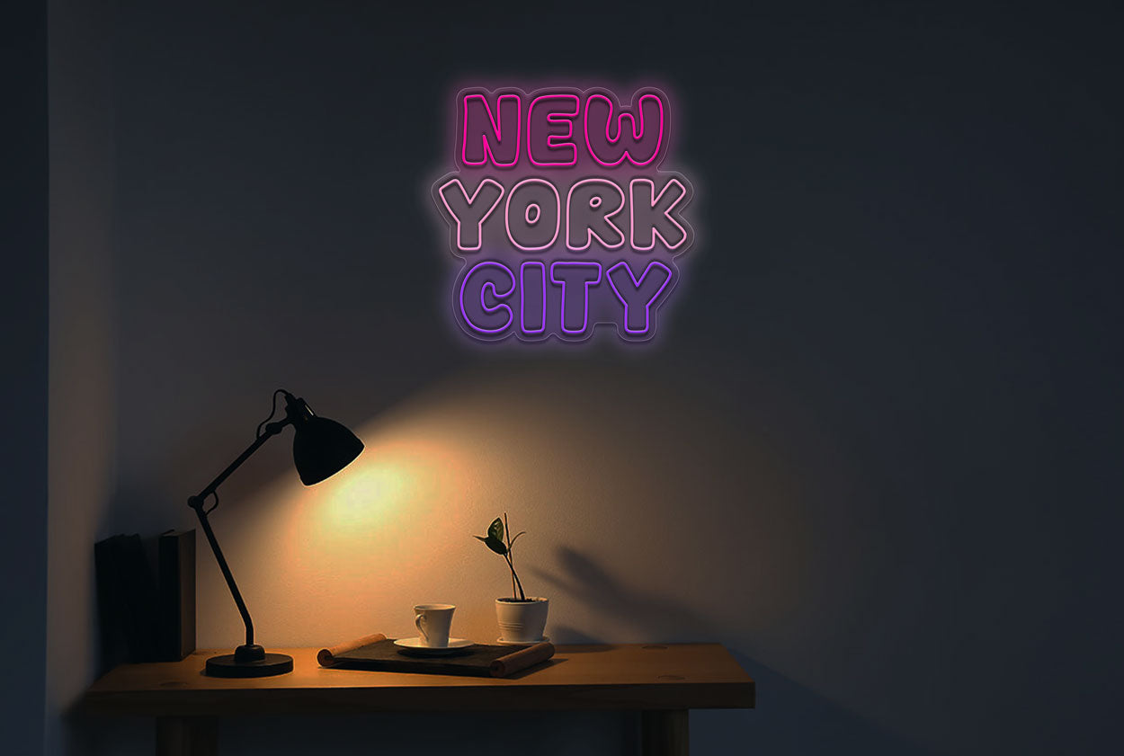New York City Double Stroke Text LED Neon Sign