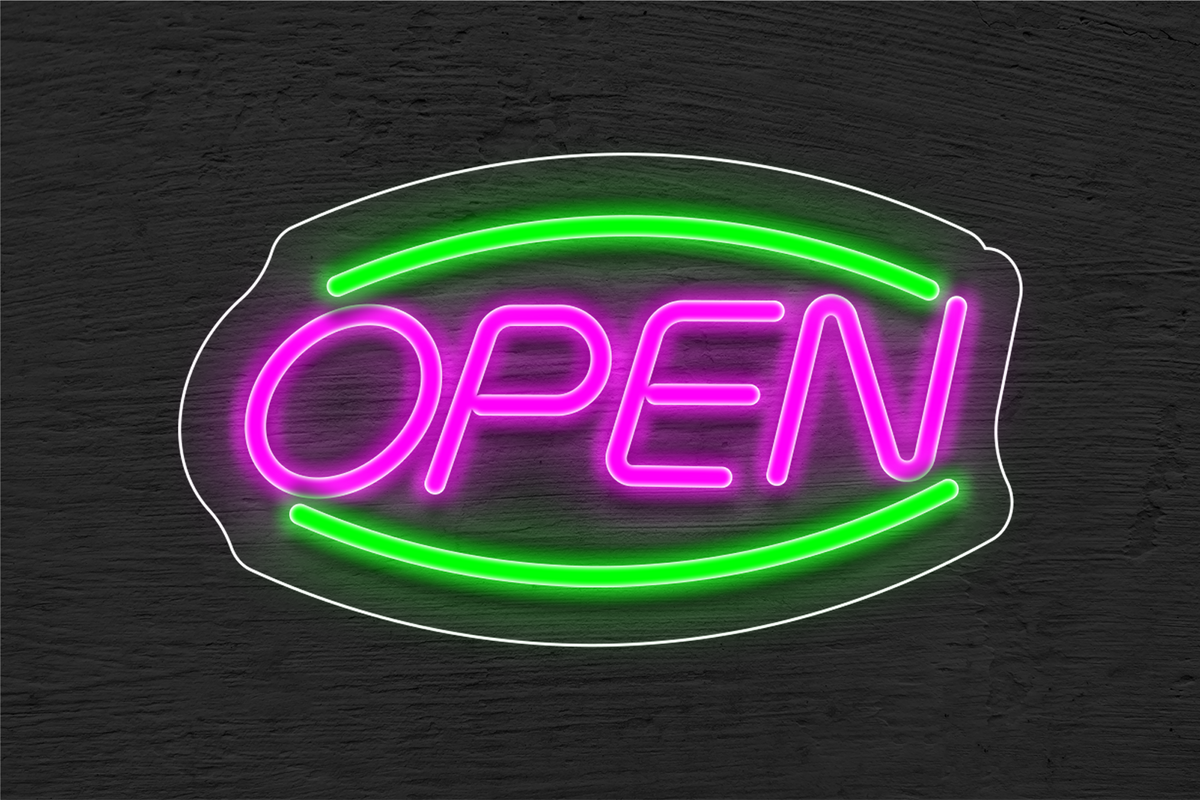 &quot;Open&quot; with Arc Border LED Neon Sign