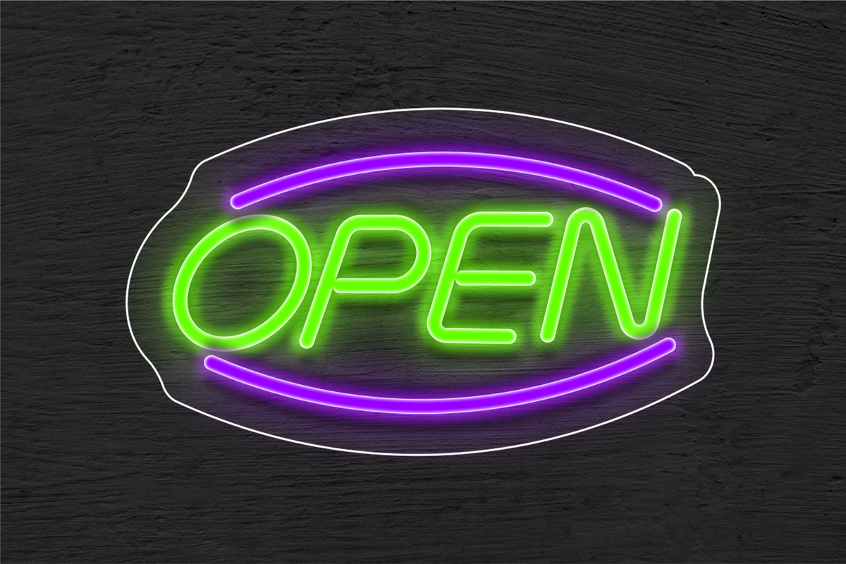 &quot;Open&quot; with Arc Border LED Neon Sign