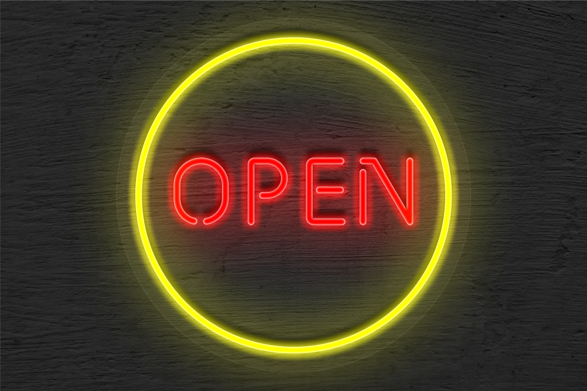 &quot;Open&quot; with Circle Border LED Neon Sign