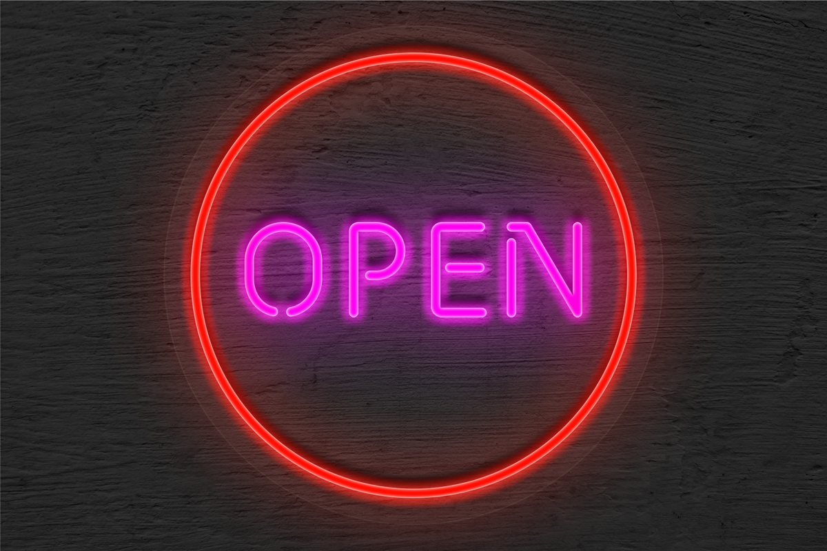 &quot;Open&quot; with Circle Border LED Neon Sign