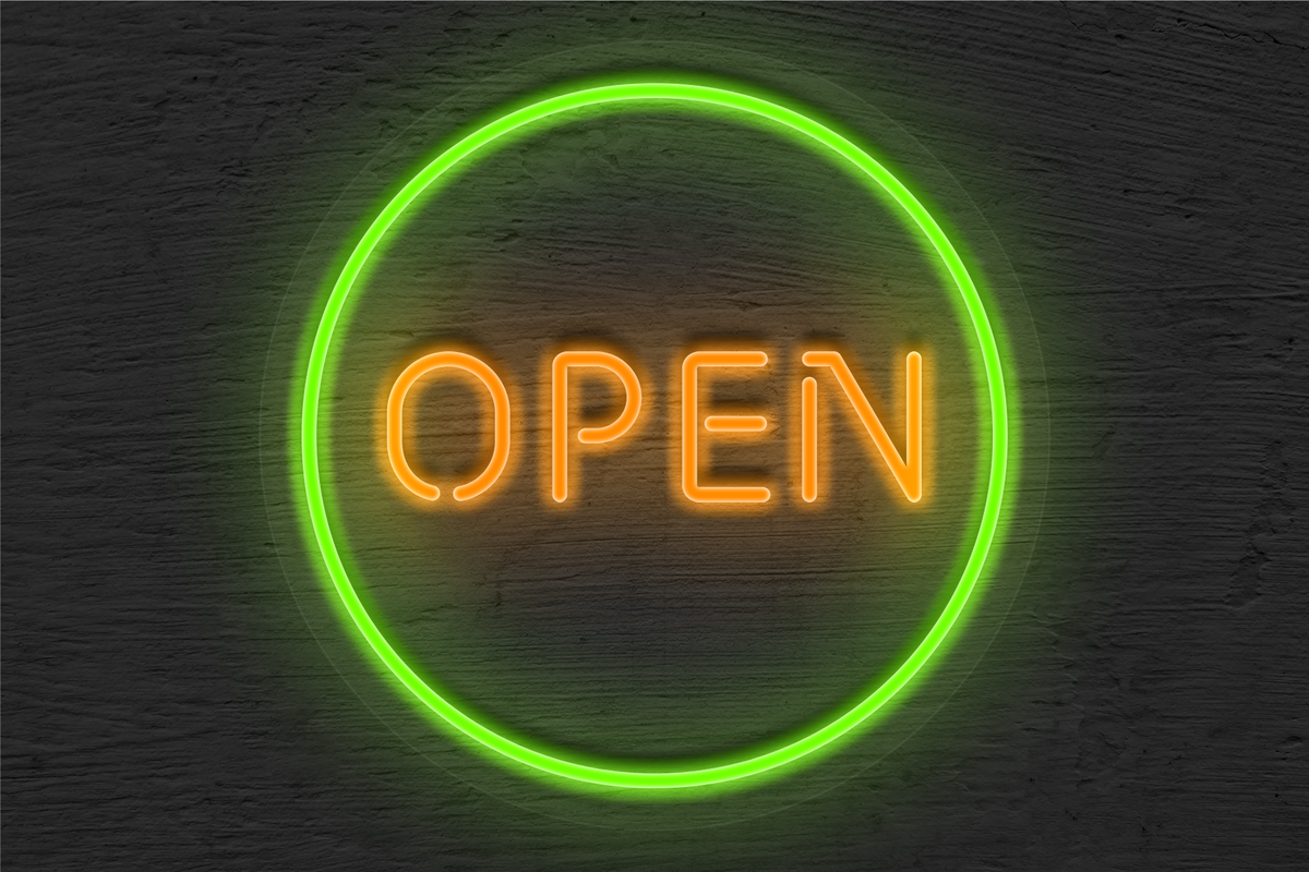 &quot;Open&quot; with Circle Border LED Neon Sign