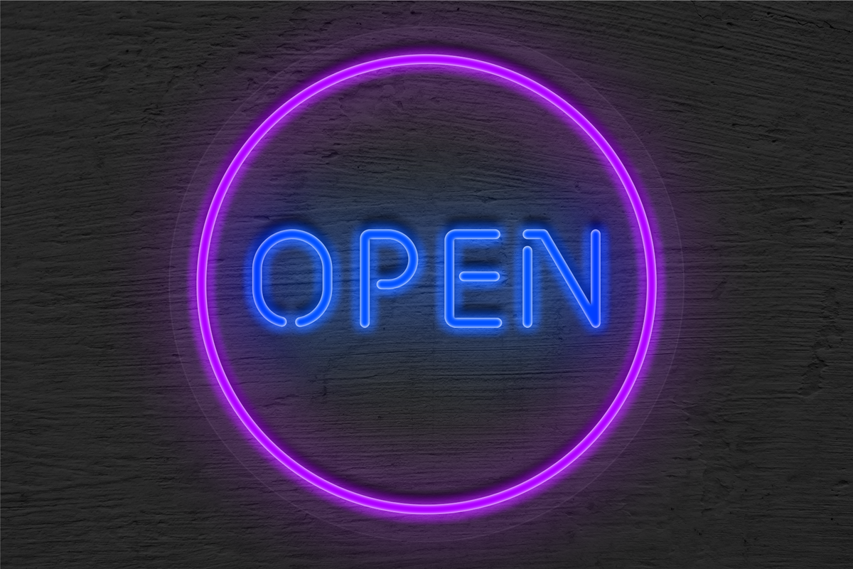 &quot;Open&quot; with Circle Border LED Neon Sign