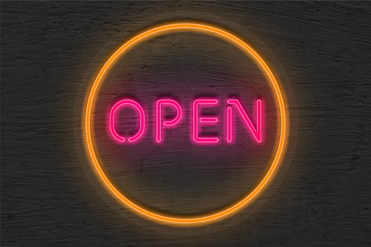 &quot;Open&quot; with Circle Border LED Neon Sign