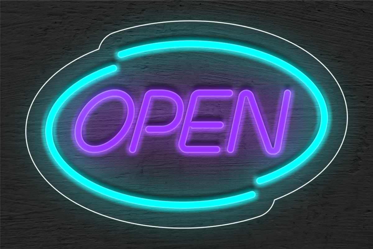 &quot;Open&quot; with Oval Border LED Neon Sign