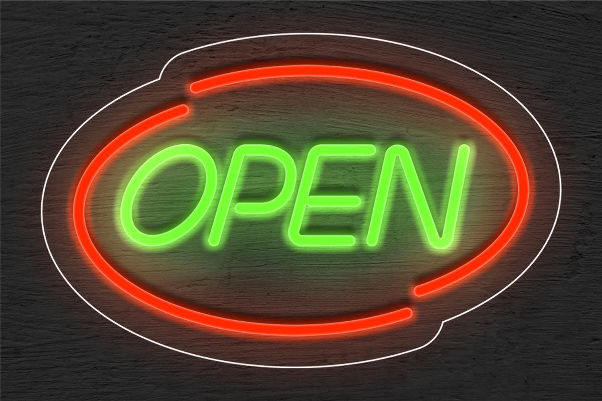 &quot;Open&quot; with Oval Border LED Neon Sign